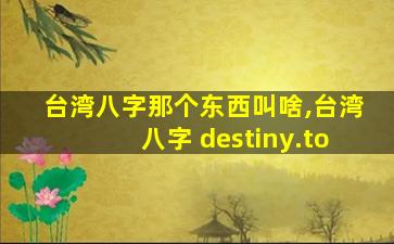 台湾八字那个东西叫啥,台湾八字 destiny.to